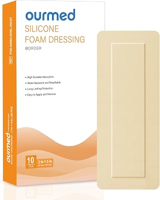 Silicone Foam Dressings2x 5 - 10 Packs with Tender Adhesive Border, Sterile Advanced Absorbent Bandage, Wound Care for Bed Sores, Pressure Ulcers, Foot Diabetic Ulcer