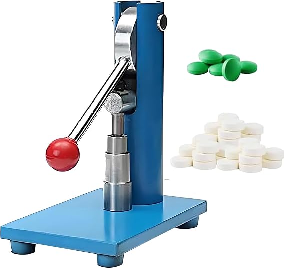 Lever-Type Tablet Press Tablet Press Machine, Household Small Manual Steel Single Punch Powder Tablet Press Machine Pill Stamping DIY Maker Tableting Tool 12mm