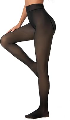 Nackiy Fleece Lined Tights Women, Fake Translucent Warm Pantyhose Black Sheer Leggings Winter Thick Thermal Stockings