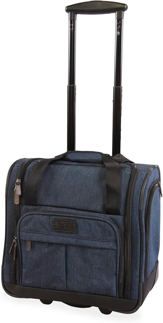 ORIGINAL PENGUIN Ethan Wheeled Under The Seat Carry On Bag Luggage, Navy Crosshatch