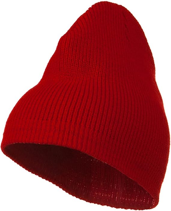 Rib Beanie with Bottom Band - Red