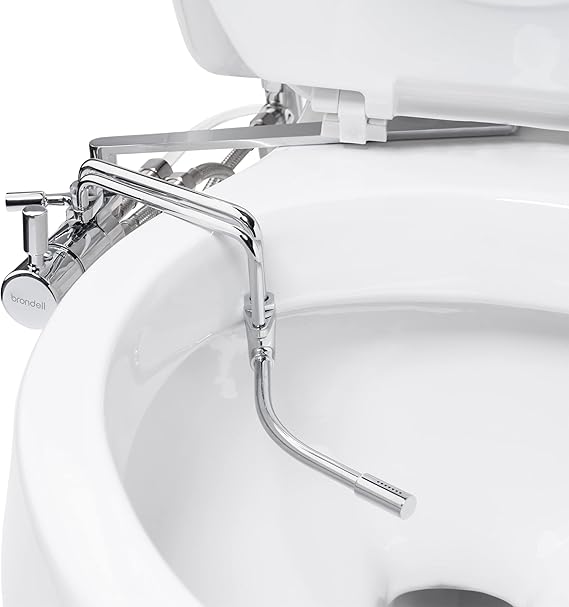 Brondell SMB-25 Side Mounted Manual Bidet Attachment for Toilet Seats with Adjustable Sprayer and Water Pressure, Thin Profile, Chrome (Dual Temperature), X-Large