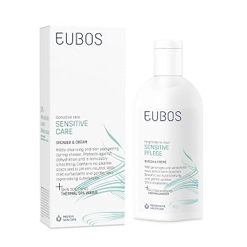 Oiboss EUBOS Sensitive Shower & Cream Body Cleanser for Sensitive Skin, Colorless, Minerals from France, Pyrene Spa Water, 6.8 fl oz (200 ml)