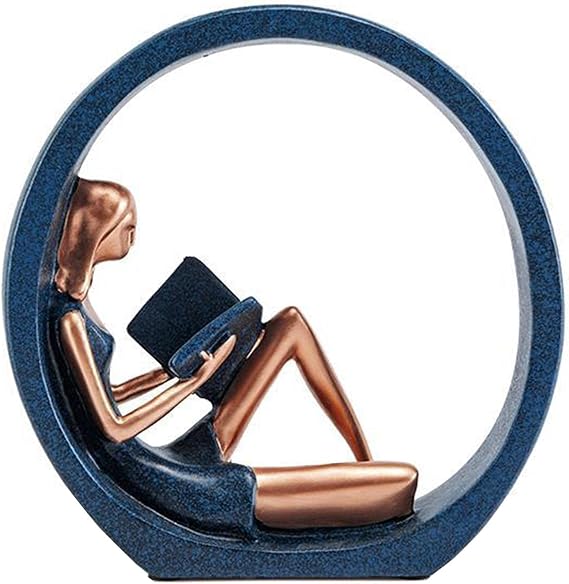 EKDJKK Resin Figurine Reading a Book Yoga Girl Bookshelf Bookcase Aesthetic Decoration Sculpture Accent Piece, Art Sculptures Modern Accents Figurine for Library Office Steel Statue Gifts