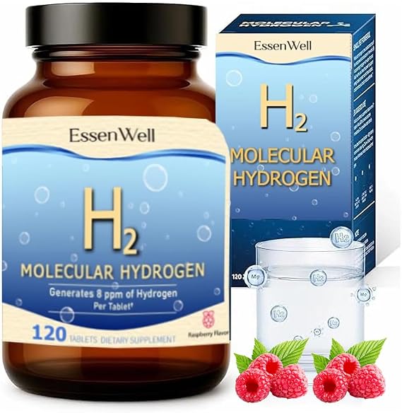 Molecular Hydrogen Tablets, 120 Tablets, 8 ppm per Tablet, Raspberry Flavor, Dietary Supplement for 2 Months, 120 Counts Hydrogen Water Tablets
