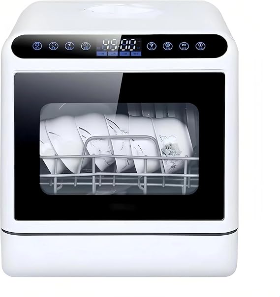 Dishwasher Tabletop Dishwasher Portable Small Fully Automatic 4 Washing Modes and Drying Function Can be connected to the faucet and manually filled with water