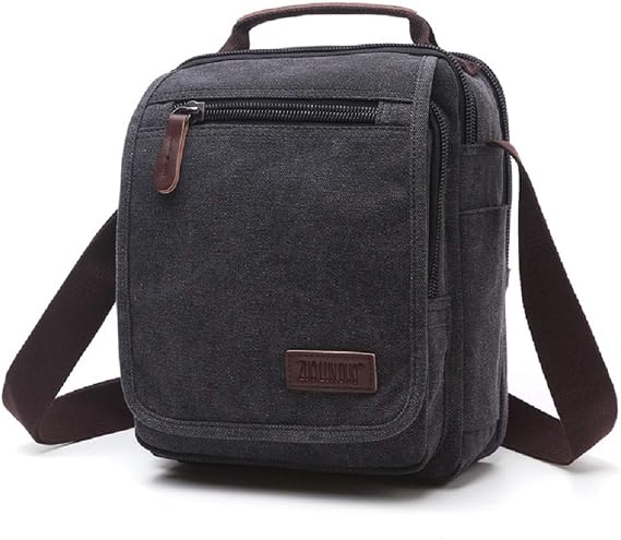 Canvas Messenger Bag Classic Shoulder Bag casual Multifunctional Crossbody Travel Purse Upgrade Black