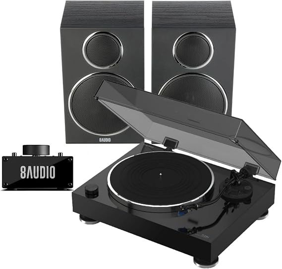 Reloop Turn X Premium HiFi Turntable Bundle | Includes Desktop Amplifier System with Full-Range Speakers