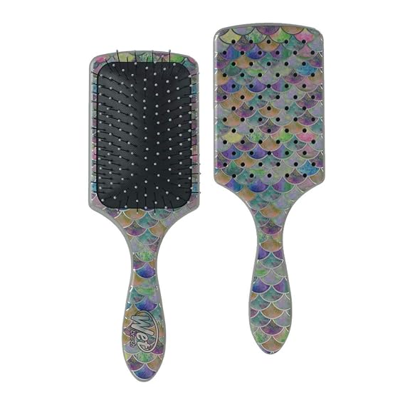 Wet Brush Paddle Detangler Hair Brush, Mermaid Tail - Ultra-Soft IntelliFlex Bristles with AquaVent Design - Spread Hair Treatments Evenly - Pain-Free Hair Brush For Women, Men, Wet And Dry Hair