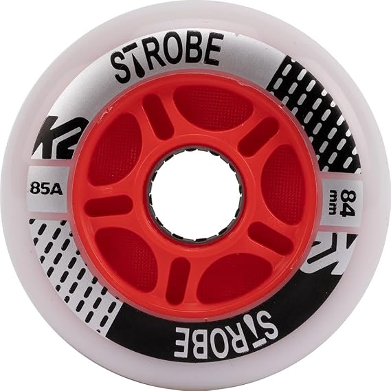 K2 Strobe 85a Inline Skate Wheels White/Red (2 Pack)