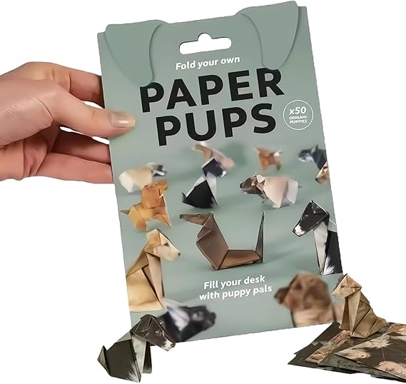 Paper Cats Kit, 50 Sheets Origami Paper for Folding Cute Papercraft Cats, Arts and Crafts for Adults, Fun DIY Cat Figures, Desk Decoration &amp; Gift for Animal Lovers (Dog, One Size)