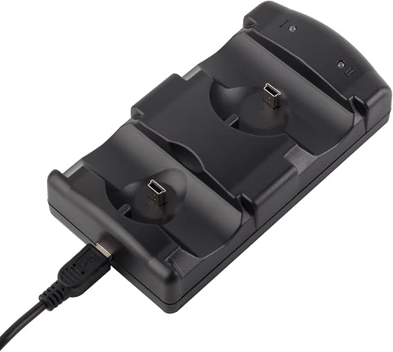 VSEER PS3 Controller Charging Dock Charging Station 2 in 1 with LED Light Indicator Compatible for Original PS3/MOVE Controller, Black