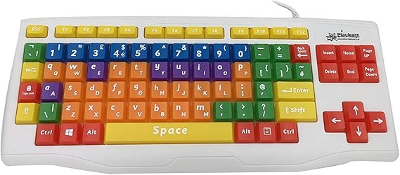 Playlearn Special Needs Children's Computer USB Keyboard - Upper Case & Lower Case - Color Coded SEN