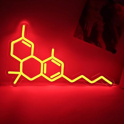 Smoke Shop Neon Sign about Molecular Structure for Store or Bar Advertising,Smoking Lounge Decor,Easy Hanging,5V USB Powered.16  9.5inches