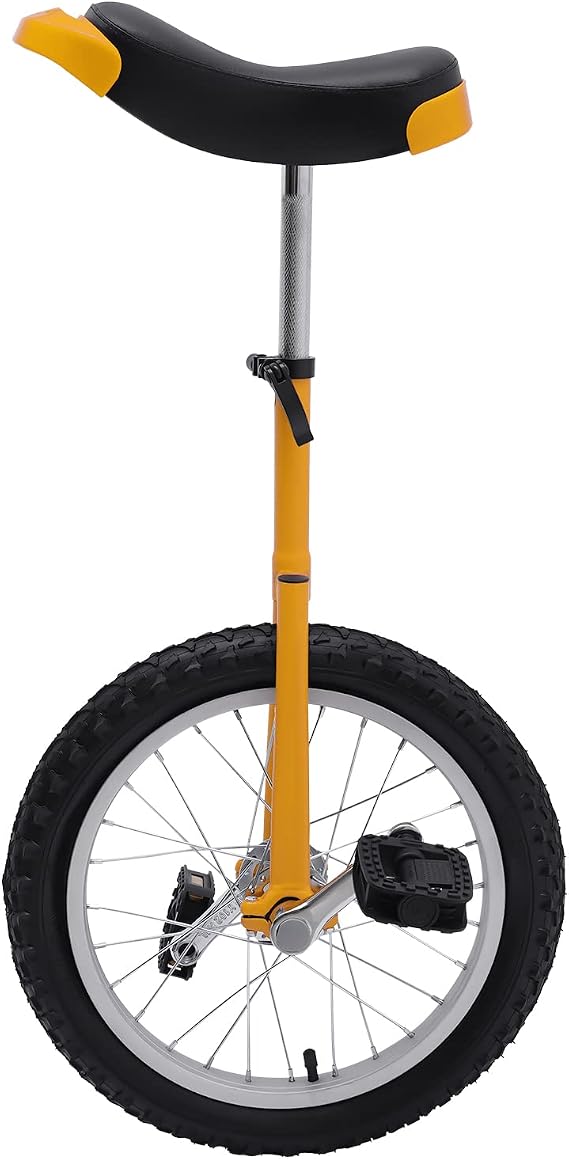 16 Inch Wheel Unicycle with Steel Rim, Unicycle Outdoor Sports Fun Bicycle One Wheel Bike Seat Height Adjustable for Office Workers Students Cycling Enthusiasts