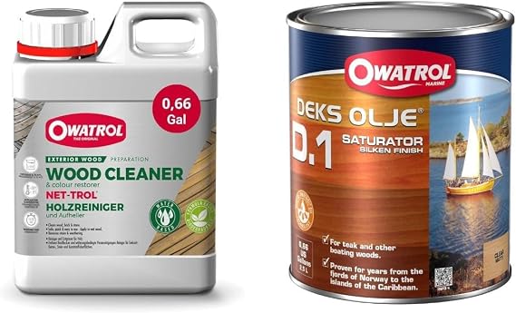 Owatrol Wood Restoration Kit 85oz + 85oz Net-Trol Wood Cleaner & D1 Saturating Oil Clean, Restore & Protect Exterior Wood Ideal for Decks & Large Surfaces