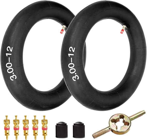 FVRITO 2.75 3.00-12 3.00X12 80/100-12 Inner Tube for Dirt Bike KLX 110 PW80 | 2 Pack, 4 Valve Core & Wrench, for XR CRF 50 70 KX60 DRZ110 DS80 JR80 RM50 RM60 TTR90 90-125cc Off Road Pit Bike Motocross