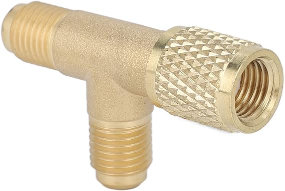 Navac HVAC Tools, 1/4'' Valves Tee Adapter with Swivel Connector Low Loss Fittings HVAC Quick Coupler Access Tee for Gauge Deep Vacuum Pump Manifold