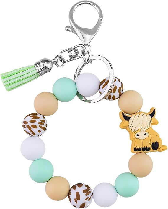 Aisity Highland Cow Gifts for Women Western Keychain Wristlet Western Decor Stuff Highland Cows Ideas for Women Men Wristlet