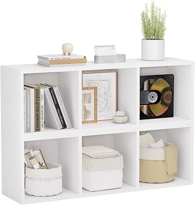 oneinmil 3-Tier Small Narrow Bookshelf Set of 2, Cube Display Rack, Modern Corner Bookshelf with Storage Space, CD Storage Cabinet for Home Office White,2 Pack