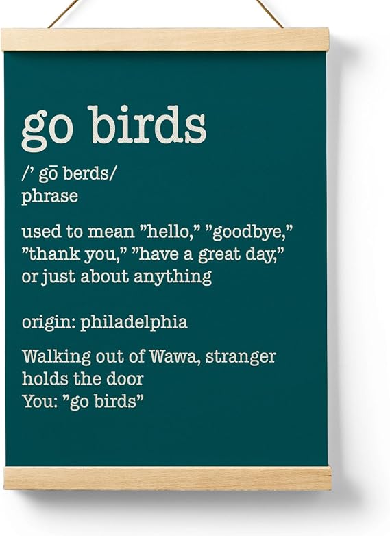 Ryeolo Football Green Go Birds Definition Wooden Poster Hanger Frame 12.5x17 Inch, Go Birds Green Poster Hanger Frame, Motivational Wooden Hanging Wall Art Decor For Home Room