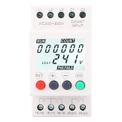 RD6-W 3 Phase Voltage Monitor Relay LCD Display Phase Relay for Electrical Systems