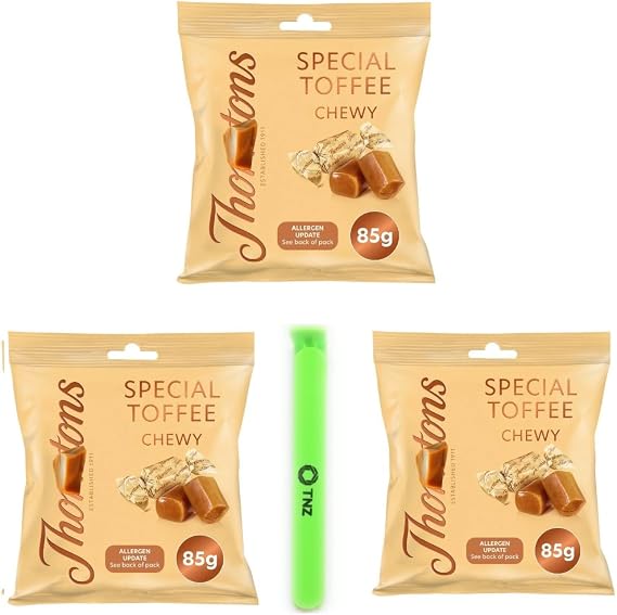 Toffee Sweets Special Chewy 85g x 3 Includes 1 Sealing Clip