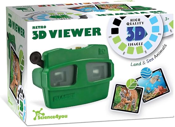 Science4you Retro 3D Viewer for Kids – Retro Toys for Kids, Binoculars 3D Images of Land and Sea Animals, Animal Toy and Gift for Boys & Girls