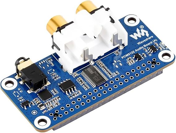 PCM5122 HiFi I2S DAC Audio Module, 32-bit/384kHz Output, RCA & 3.5mm Headphone Jack, Compatible with for Raspberry Pi via 40PIN GPIO, High-Resolution Audio HAT Board