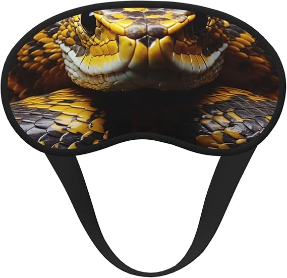 Yellow Snake Sleep Mask for Side Sleeper Eye Mask for Sleeping Light Blocking Soft Breathable Sleep Eye Mask for Women Men Adjustable Elastic Strap Travel Nap Blackout Eye Shade Cover