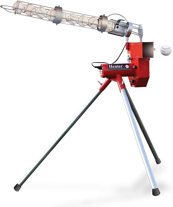 Heater Sports Heavy-Duty Baseball Pitching Machine W/Bonus Ball Feeder - Accurate & Adjustable Pitching Machine for Kids, Teens, and Adults | Ideal for Baseball Training and Practice Sessions