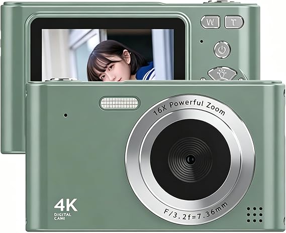 Andoer 4K Digital Camera, 48MP Compact Portable Photo Camera Face Detection