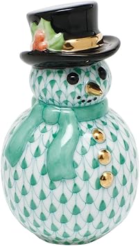 Herend Figurine Snowman Green Fishnet