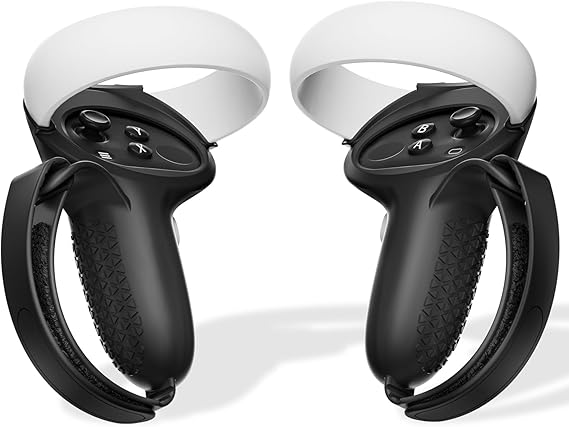 SUPERUS Comfort Controller Grips Cover Compatible with Meta Quest 2 Accessories - All-Silicone Construction, Controller Grips for Oculus Quest 2 with Adjustable Knuckle Straps Protector