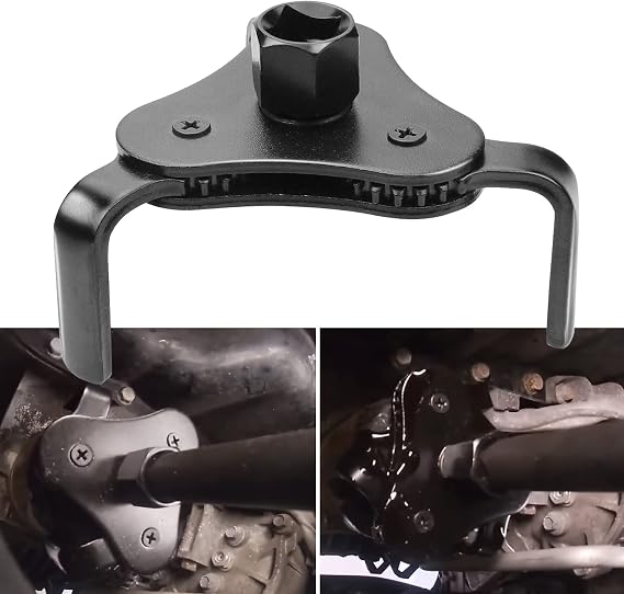 Universal Adjustable Oil Filter Wrench with 3 Jaw 2-1/2 inch to 4.5 inch Oil Filter Wrench Tool Kit(Black)