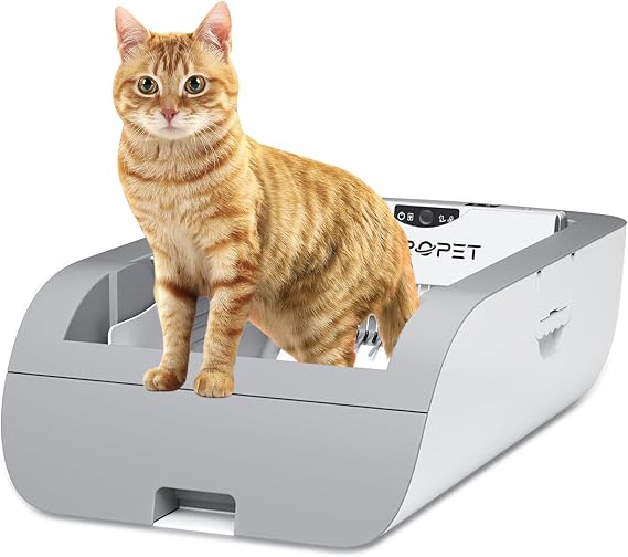 Self Cleaning Litter Box, Smart Litter Box with LED Displaying, Open Design with Cats Taking to It Immediately, Anti Pinch and Odorless