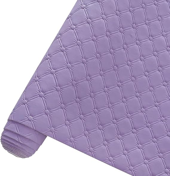 HYANG Diamond Embossing Purple PU Faux Leather Sheets Roll 12"X 53" Faux Leather Roll Perfect for Crafts Handbags Wallets Jewelry Earrings Bows Making