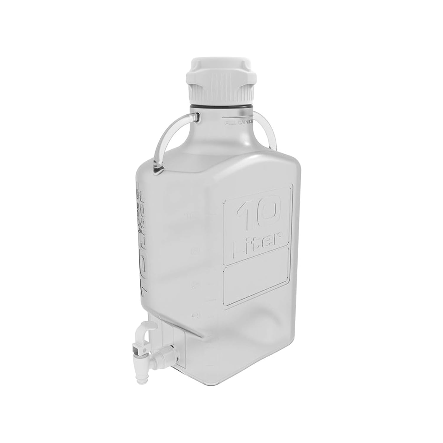 Foxx Life Sciences 157-2211-OEM BPA-Free PETG Carboy with Spigot, 10 L Volume, 80 mm Cap Size, 19.7 Height, 6.38 Wide, 11.54 Length, 10 Cubic Inches, Copolyester