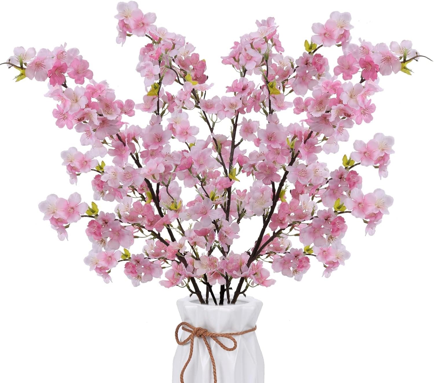 Zythrem 3pcs 110CM Artificial Cherry Blossom Stems Silk Spring Peach Blossom Dark Pink Flowers Bouquet Fake Flowers Arrangements for Indoor Outdoor Wedding Party Hotel Vase Home Decor