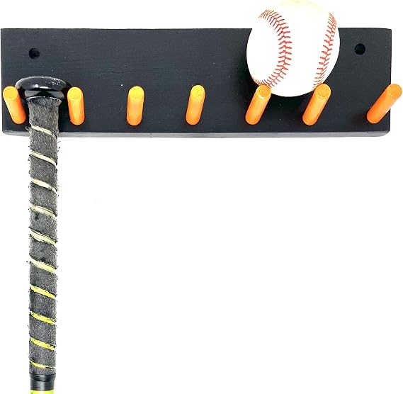Baseball Bat Rack Holds 6 Full Size Bats Team Colors Black