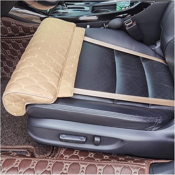 Car Seat Modification Leg Support, Universal Inflatable Leg Extender with Adjustable Drawstring, Used in Long Distance Driving, Offices, Work,Beige