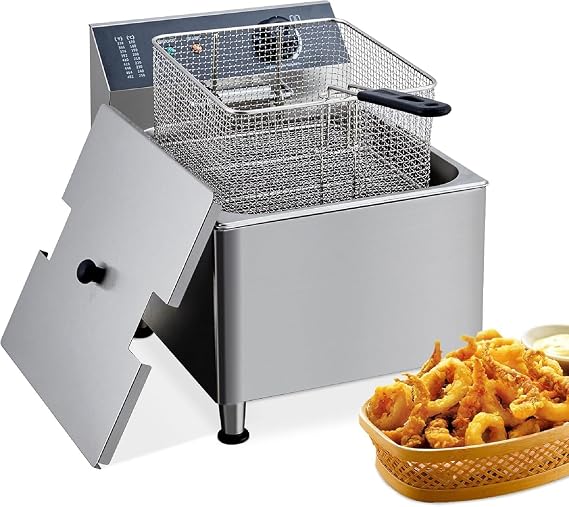 TROPOW 11L Commercial Deep Fryer | 201 Stainless Steel Electric Countertop Fryer with XL Basket | 1700W 110V for Restaurant & Home Use