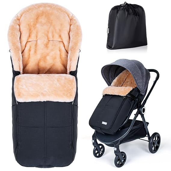 Orzbow Stroller Footmuff, Universal Baby Bunting Bag, Weather-Proof Blanket | Warm Cozy Faux Sheepskin, Soft Machine Washable Blanket Cover with Adjustable Buckles, Fits Most Strollers, Baby Essentials