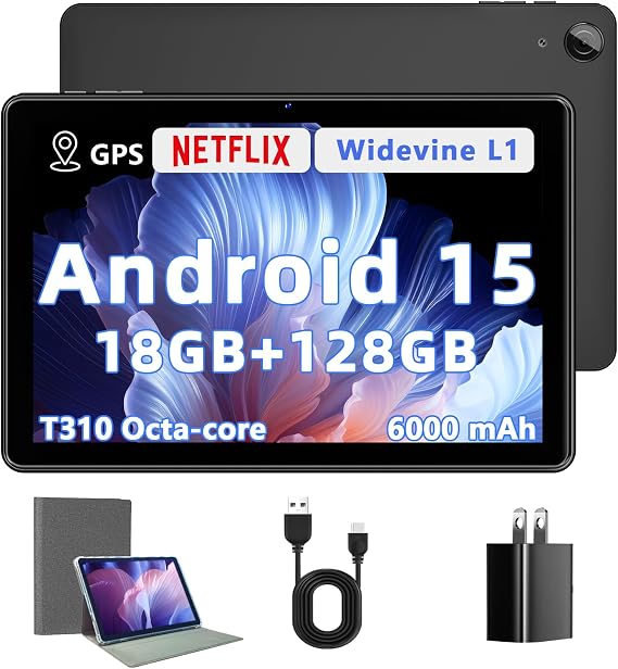 Raemond Android Tablet High Performance, 18GB RAM 128GB ROM, 10 Inch Tablets with 1280 * 800 IPS HD Touchscreen, Octa-Core Processor, 1TB Expandable, Dual Camera,6000mAh, GPS