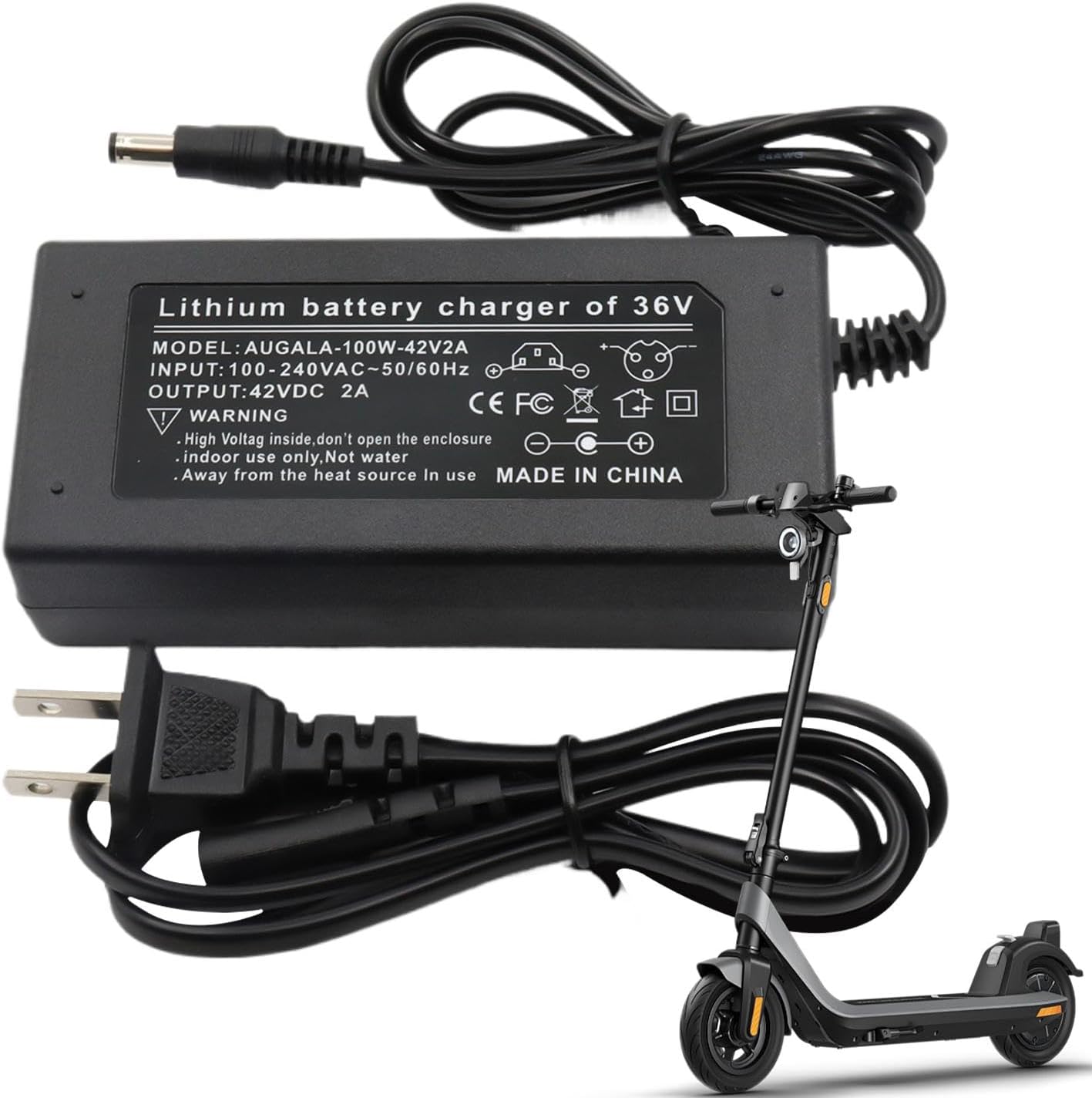 Electric Scooter Charger, Scooter Charger 42V - Smart Charger Full Vision Battery Maintainer - Energy Saving Power Tool Electric Scooter Accessories for ebikes Drift Cars