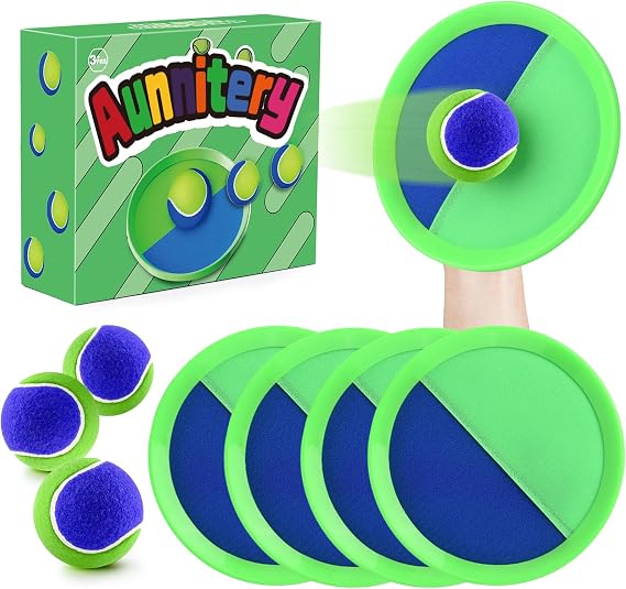 Toss and Catch Ball Set Beach Toys for Kids Outdoor Toys and Yard Games for Boys and Girls Improves Focus Great for Exercise Fun Easter Christmas Birthday Gift Idea (Green)