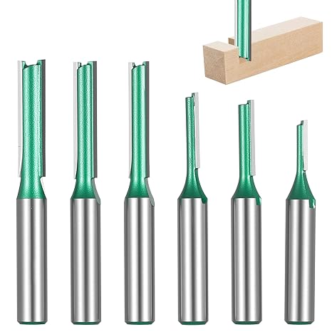 6 Pcs Router Bits Set, Flush Trim Straight Router Bit Set for Woodworking Tools, Double Flute Grooving Bit (3mm 4mm 5mm 6mm 7mm 8mm)