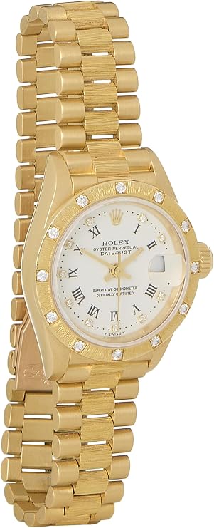 Pre-loved Diamond 18K Gold Bark Datejust President 69288 26mm, White