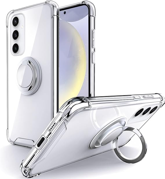 Silverback for Samsung Galaxy S24 Case Clear with Ring Kickstand, Protective Soft TPU Shock -Absorbing Bumper Shockproof Phone Case for Galaxy S24 - Clear