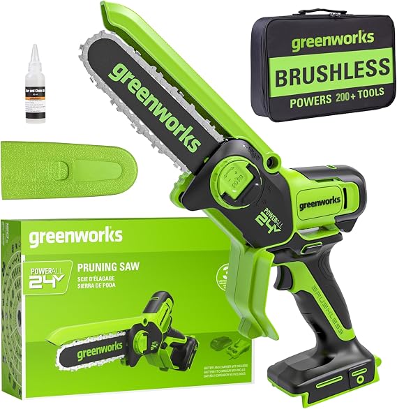 Greenworks 24V 6in Electric Mini Chainsaw, Tool Only